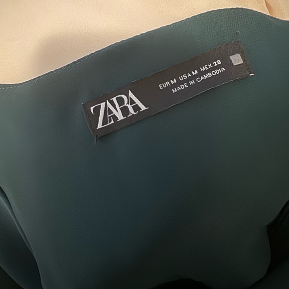 Zara Lingerie Style forest green, satin effect midi dress. Medium - Picture 3 of 3